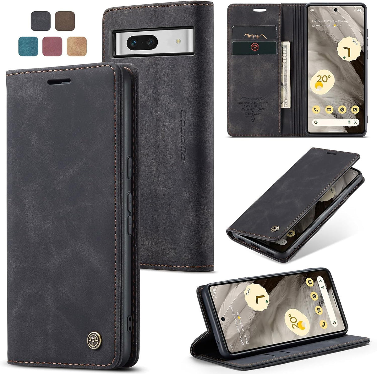 Handyhülle für Honor Magic 6 Pro Hülle Premium PU Klapphülle RFID Lederhülle Faltbare Schutzhülle Kartenfach Standfunktion Handytasche Hülle Honor Magic 6 Pro 5G - Schwarz