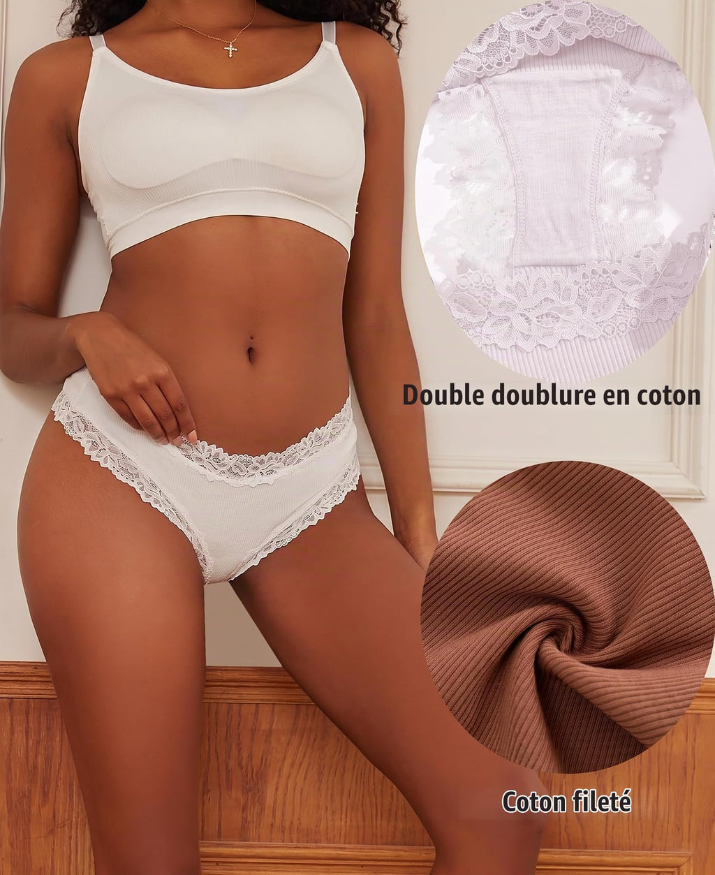ALL OF SHE 6er-Pack Damen-Unterwäsche aus Baumwolle, Slips mit Spitze, weiche Hipster, sexy Unterhosen im Multipack