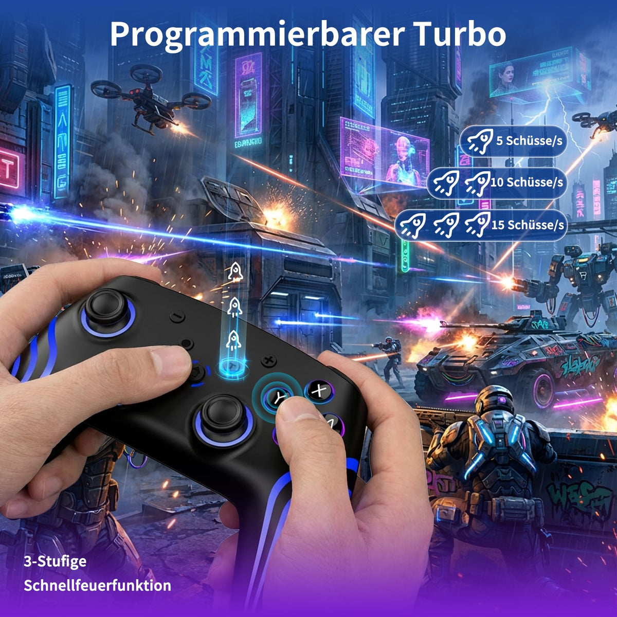 Reddening Switch 2 Controller für Switch/Switch 2/Switch Lite/Switch OLED,Switch Controller mit Doppel Vibration,Switch 2 Pro Controller mit 6 Achsen Gyro,Hall Joystick,Aufwachen,Turbo (Weiß Schwarz)