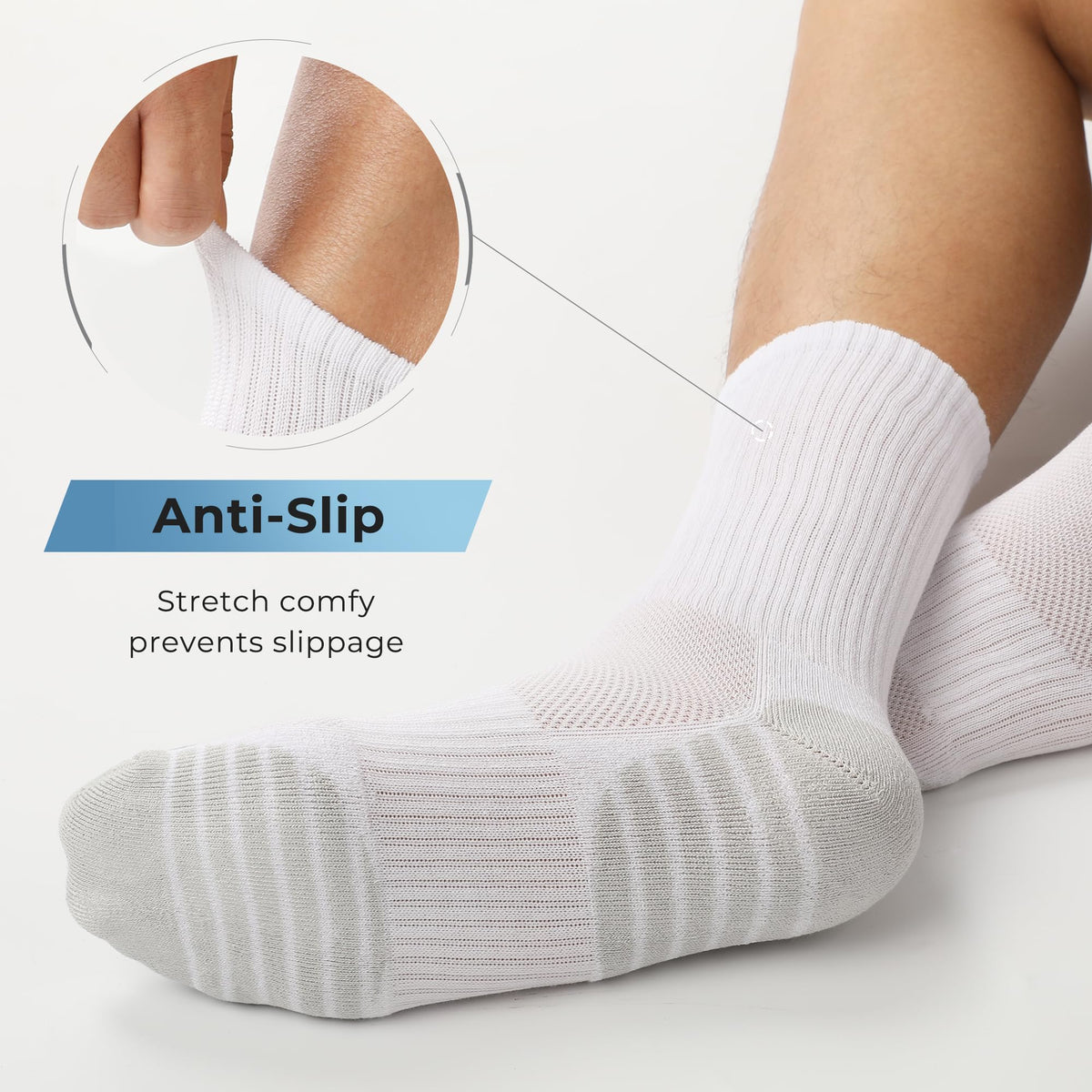 BAMBOO COOL Men's Crew Socks Athletic Cushioned Moisture Wicking 6 Pairs