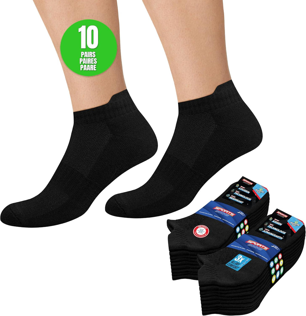 SOXCO Chaussettes Homme Femme Sport Socquettes Basses Courtes - Lot de 10 Paires