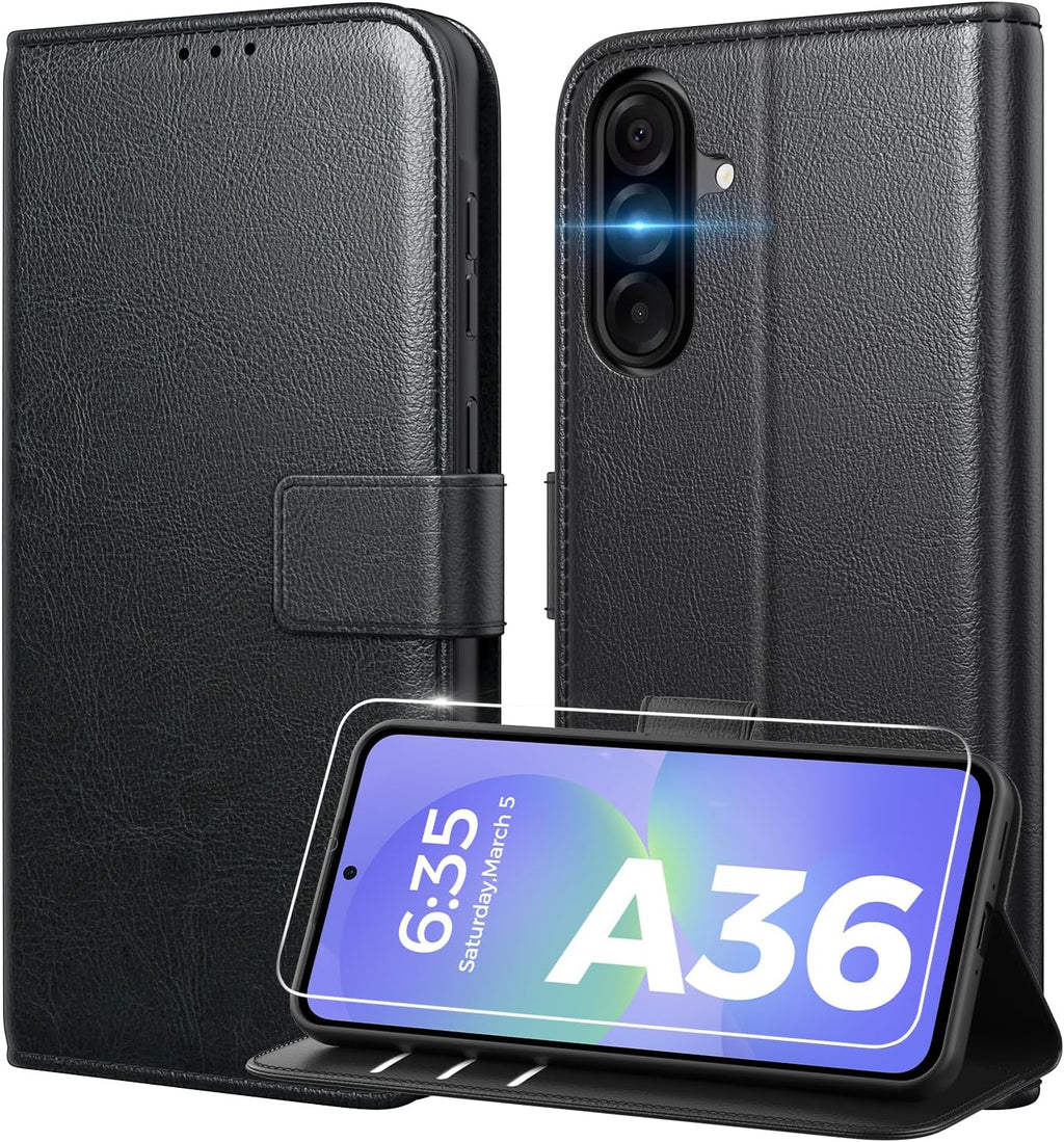 Peakally Handyhülle für Samsung Galaxy A17 5G Hülle [Mit 1 Stück Panzer Schutz Glas] [Premium PU Leder] [RFID-Blockierung] [Kartenfach] Klapphülle kompatibel mit Galaxy A17 5G / 4G - Grün