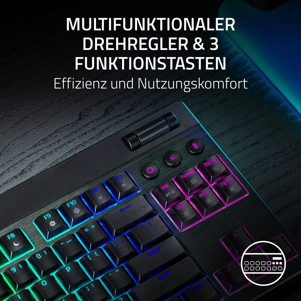 Razer BlackWidow V4 - Mechanische Gaming-Tastatur Chroma RGB (Mechanische Yellow Switches, 6 eigene Makro-Tasten, Doubleshot-ABS-Tastenkappen) QWERTZ DE-Layout | Schwarz