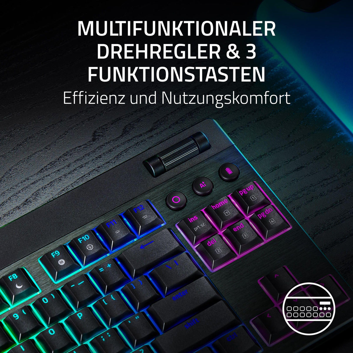 Razer BlackWidow V4 - Mechanische Gaming-Tastatur Chroma RGB (Mechanische Yellow Switches, 6 eigene Makro-Tasten, Doubleshot-ABS-Tastenkappen) QWERTZ DE-Layout | Schwarz