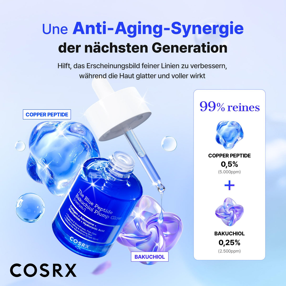 COSRX 6 Peptide Collagen Serum mit Copper Peptide, Anti-Aging Toner