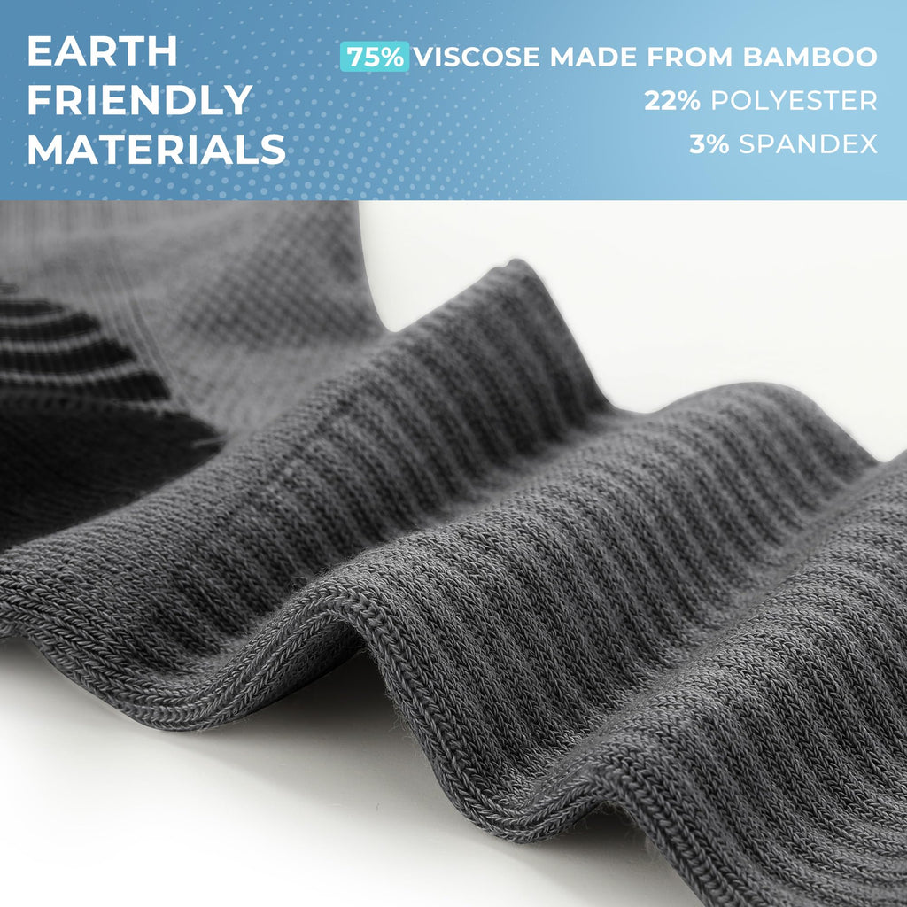 BAMBOO COOL Men's Crew Socks Athletic Cushioned Moisture Wicking 6 Pairs