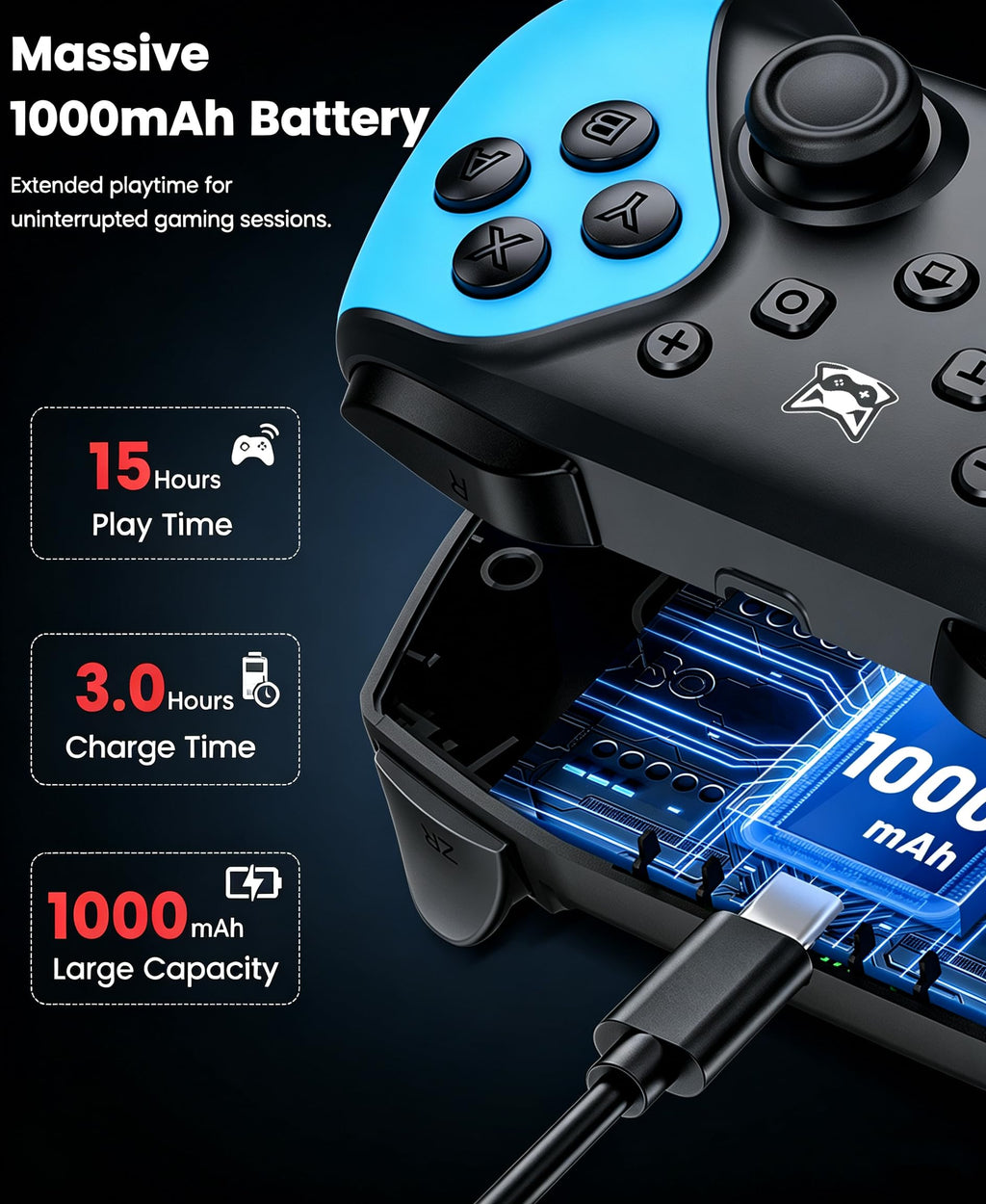 HELLCOOL Switch Controller, Kabellos Switch Pro Controller für Switch/Lite/OLED Konsole, Macro/Turbo/Aufwachfunktion, Präzise Steuerung, Dual Motors Vibration, 15 Std Spieldauer