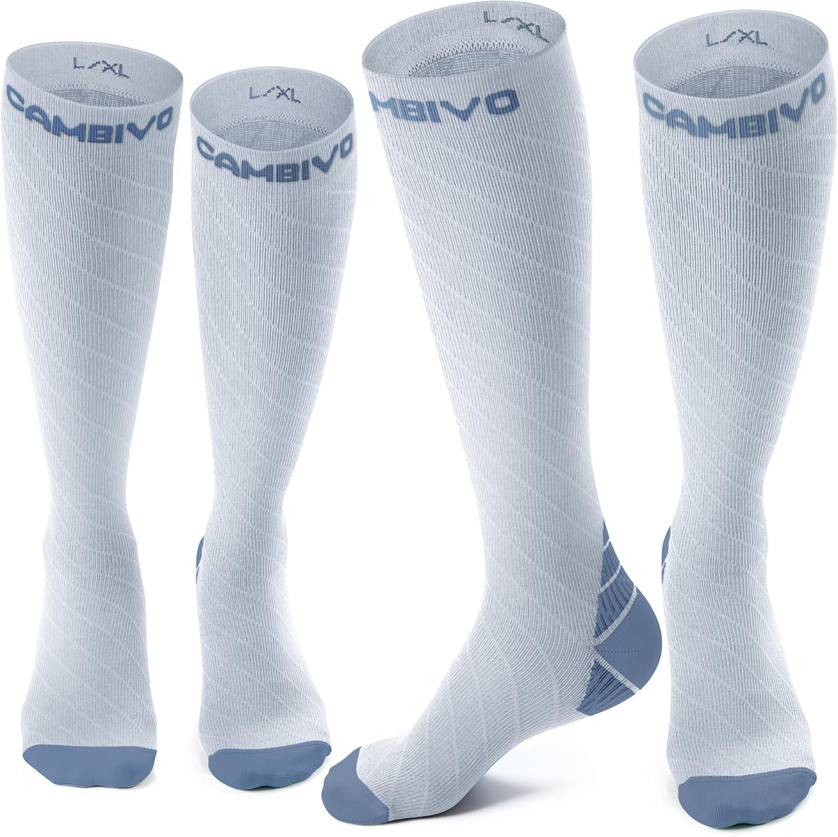 CAMBIVO Compression Socks for Women & Men 2 Pairs, Travel Flight Socks