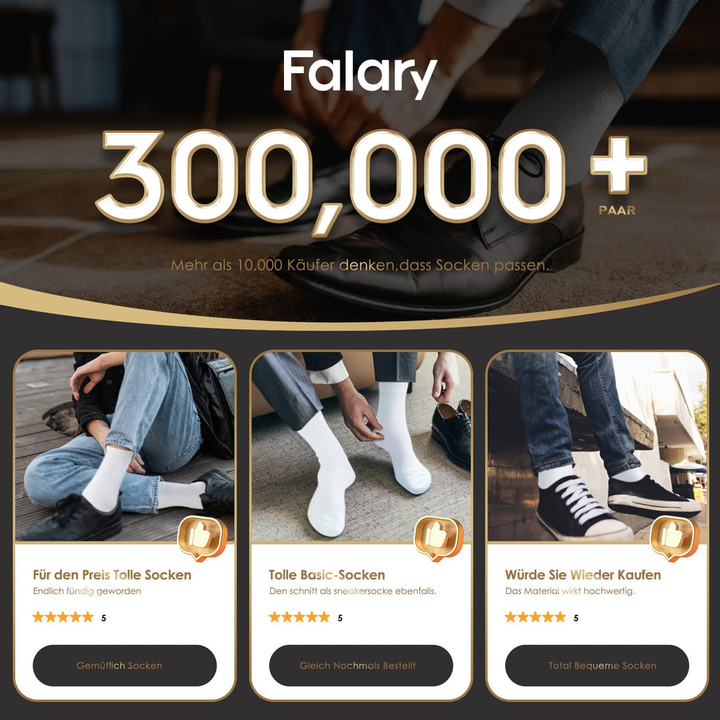 FALARY 12 Paar Socken Herren Damen Baumwolle Herrensocken Schwarz Weiß Sport Socks Atmungsaktive