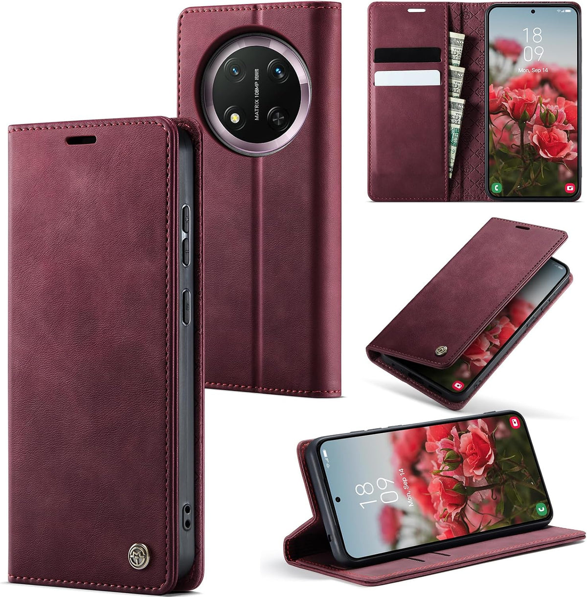 Handyhülle für Honor Magic 6 Pro Hülle Premium PU Klapphülle RFID Lederhülle Faltbare Schutzhülle Kartenfach Standfunktion Handytasche Hülle Honor Magic 6 Pro 5G - Schwarz