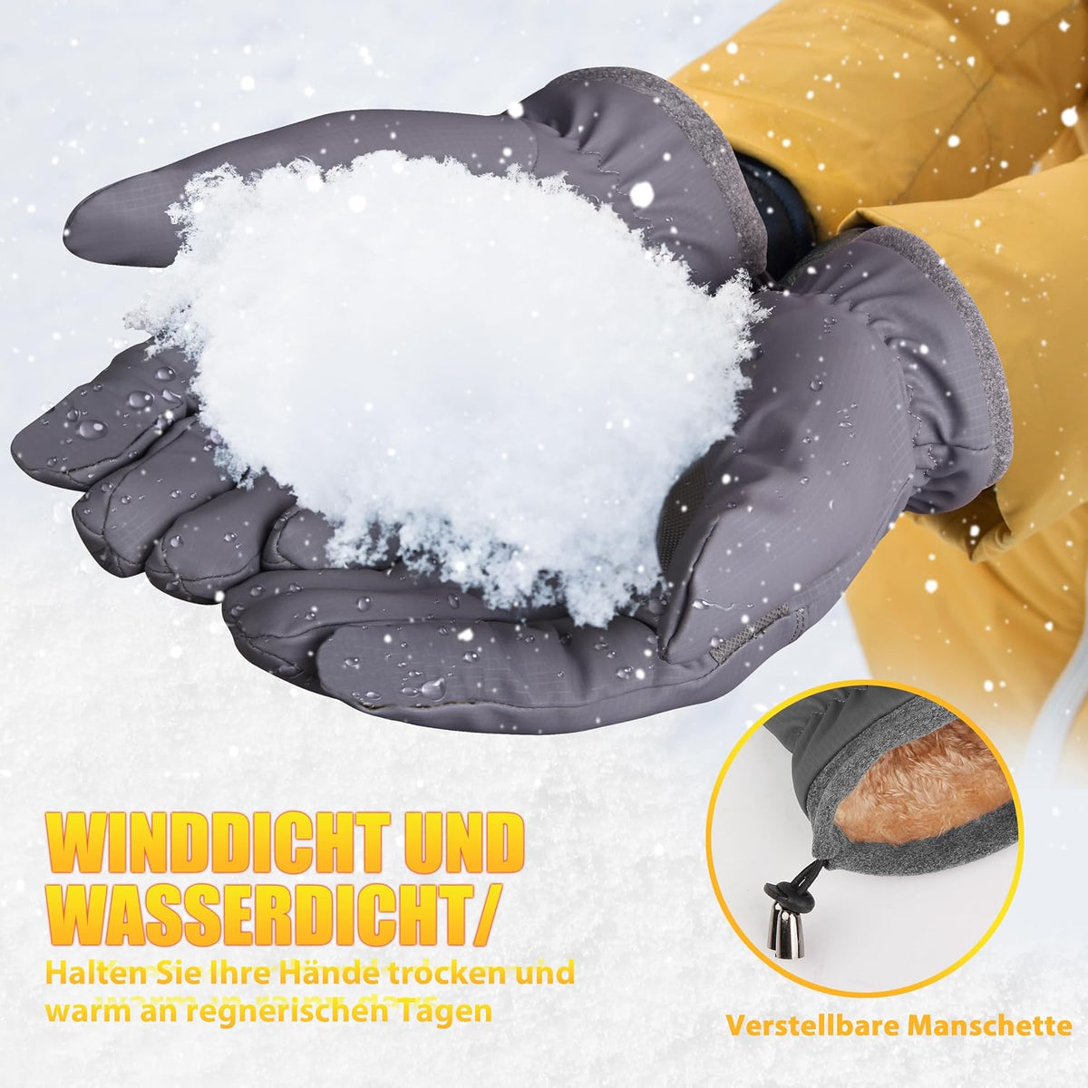 ihuan Thermo Fahrradhandschuhe für Damen und Herren – Warme Winter- und Schneehandschuhe, touchscreen-kompatibel, wasserdicht, winddicht und rutschfest, Sporthandschuhe zum Radfahren, Laufen, Skifahren und Wandern