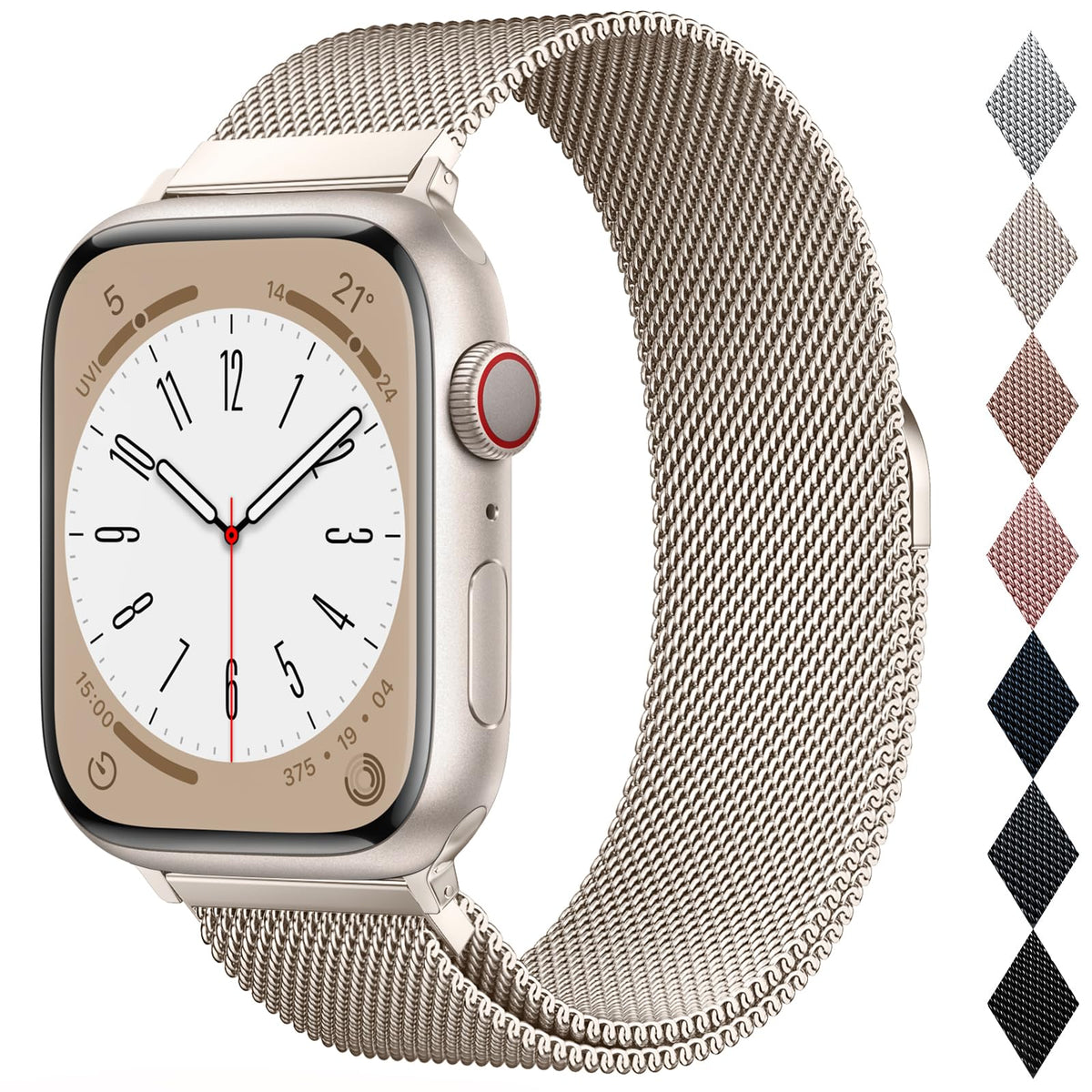 OULUOQI Edelstahl Milanaise Armband für Apple Watch 44mm 46mm 45mm 49mm