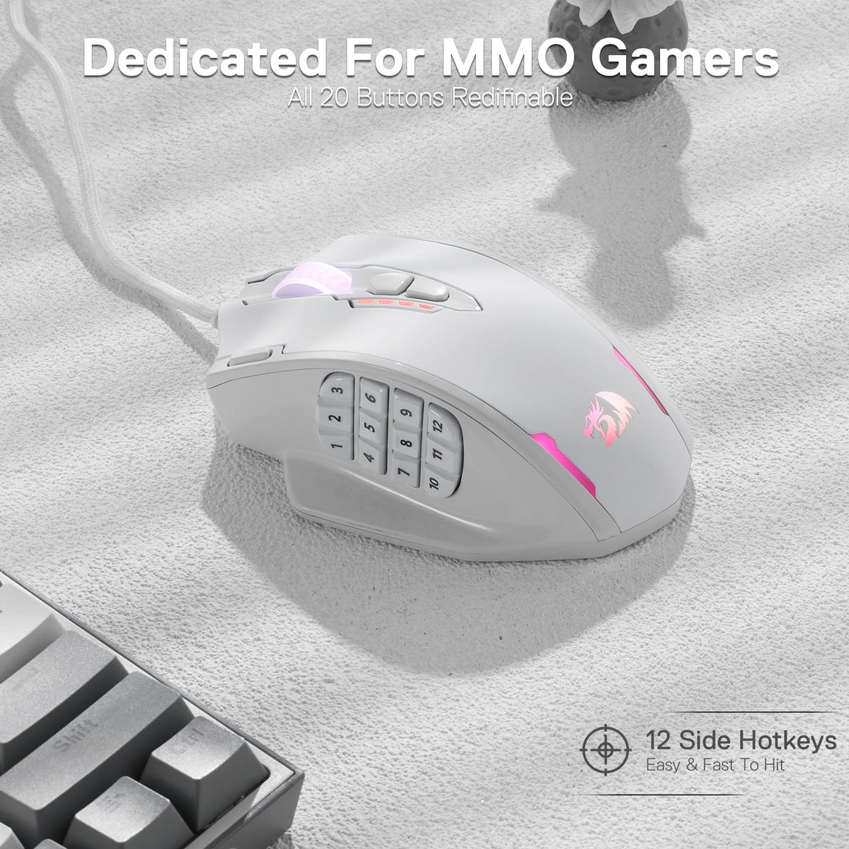 Redragon M908 Impact MMO Gaming Maus Kabelgebunden RGB 12400 DPI