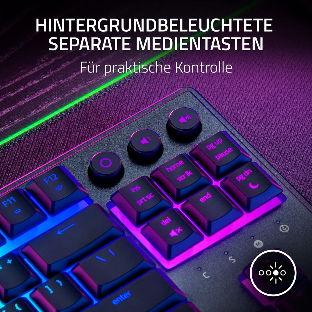 Razer Ornata V3 X - Flache Membran-Tastatur mit Chroma RGB (Lautlose Membran-Switches, Ergonomische Handballenauflage, Tastenkappen Anti-UV-Beschichtung) QWERTZ DE-Layout | Schwarz