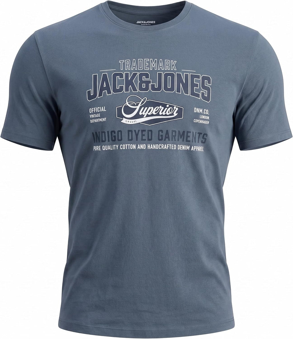 JACK & JONES Herren T-Shirt 3er Pack – Baumwolle, Rundhals, Kurzarm, mit Print – Bequeme Freizeitshirts im modernen Design