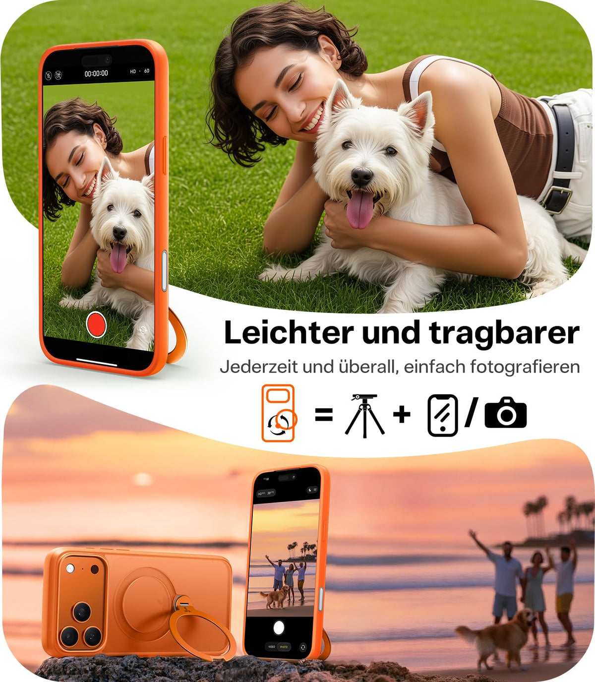 TORRAS Ostand Q3 Spin für iPhone 18 Pro Hülle für MagSafe 360°Stand Schwarz