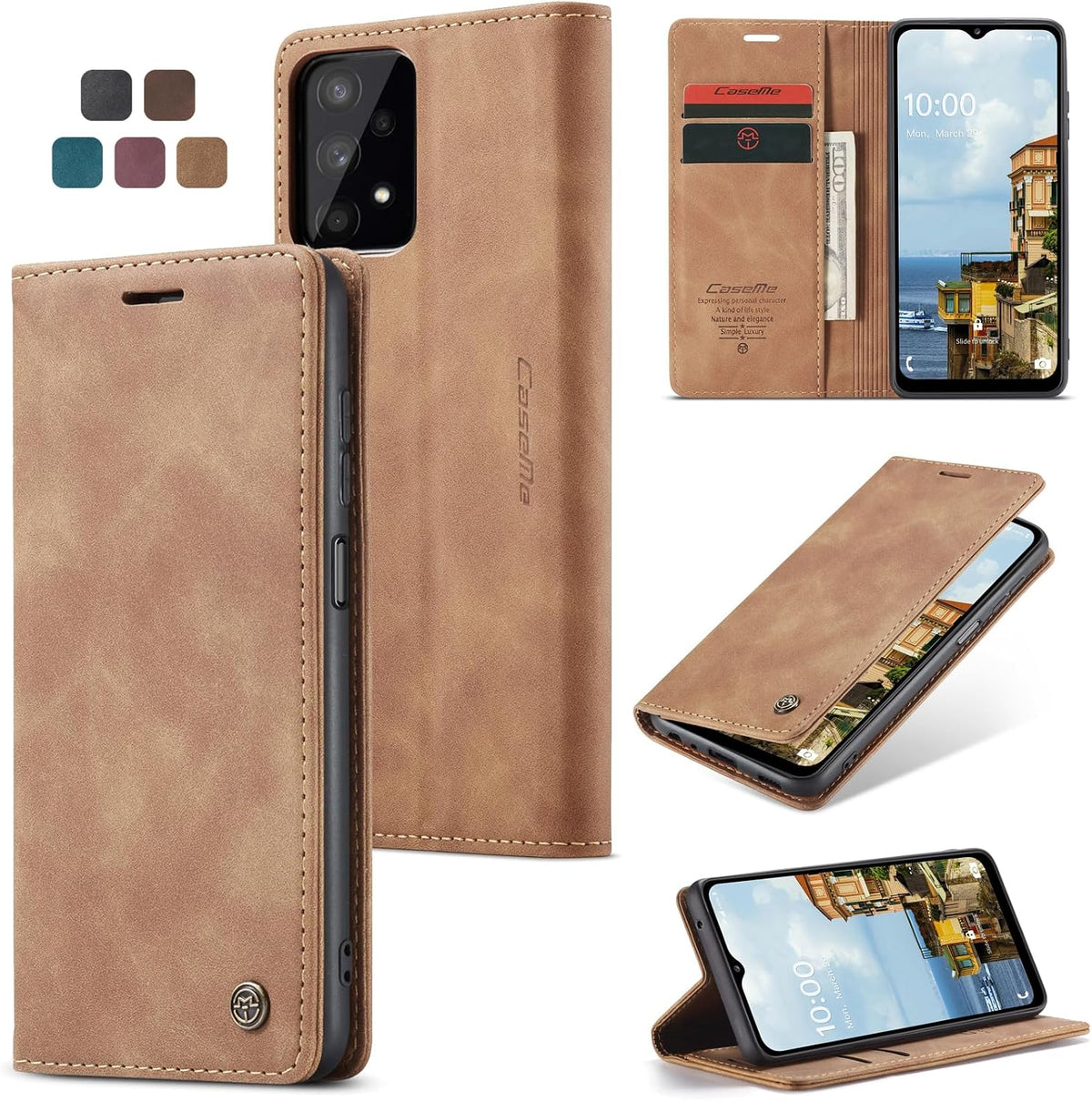 Handyhülle für Honor Magic 6 Pro hülle Premium PU klapphülle RFID Lederhülle Faltbare Schutzhülle Kartenfach Standfunktion Handytasche hülle Honor Magic 6 Pro 5G - Schwarz