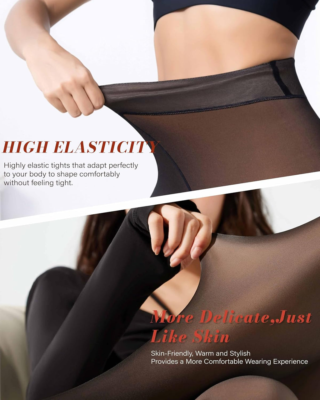 Unesmaro Womens Fleece Lined Tights, Translucent Thermal Pantyhose Leggings