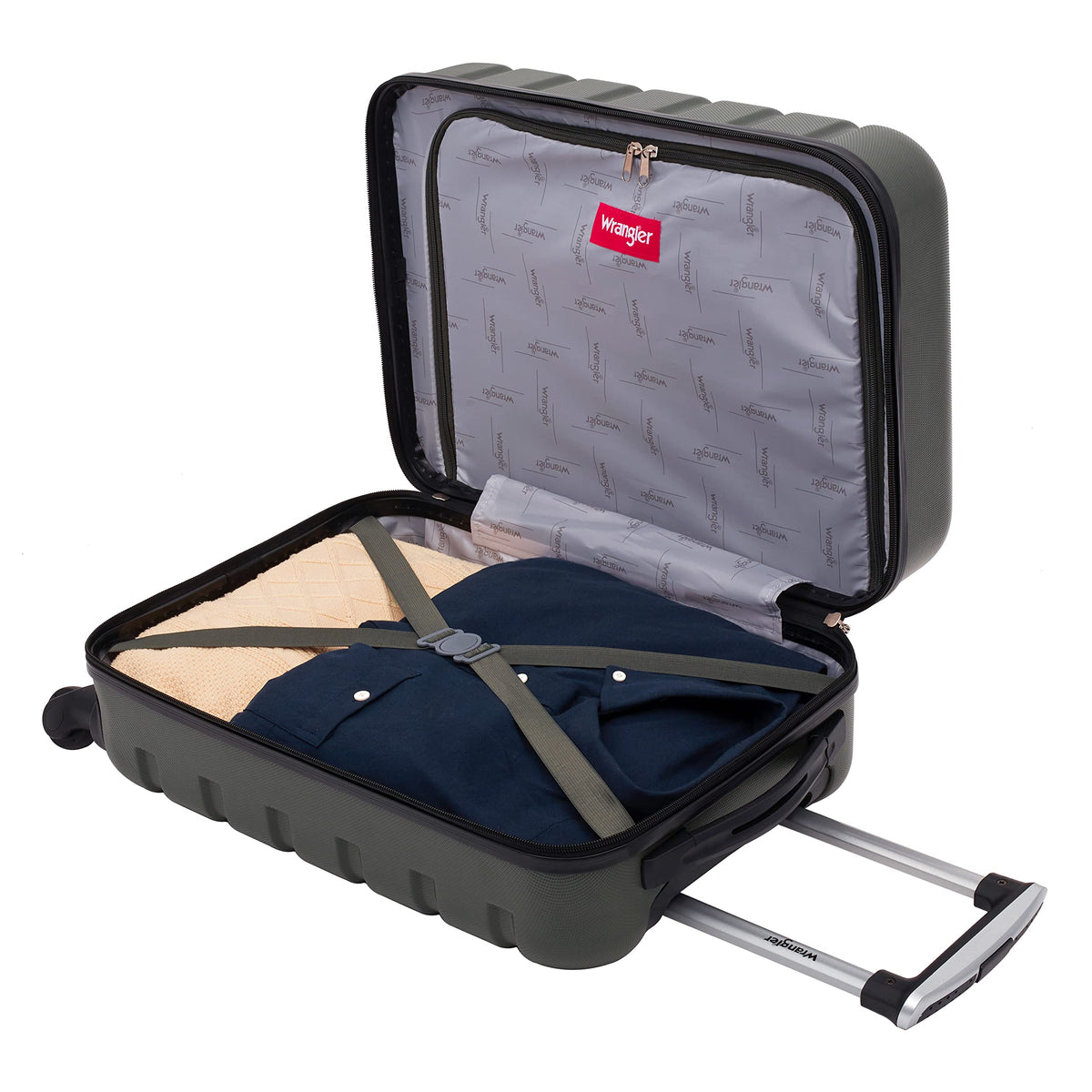 Wrangler 22" Hardside Spinner Carry-On Luggage, Charcoal