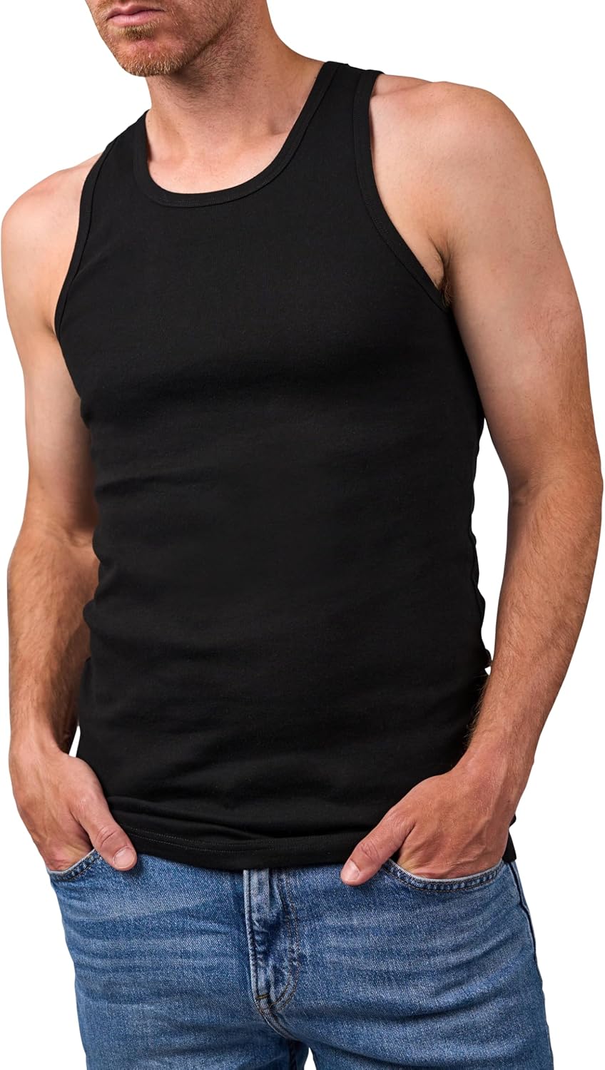 Basic Treasure 5er Pack Unterhemd Herren 100% Baumwolle, Tank Top