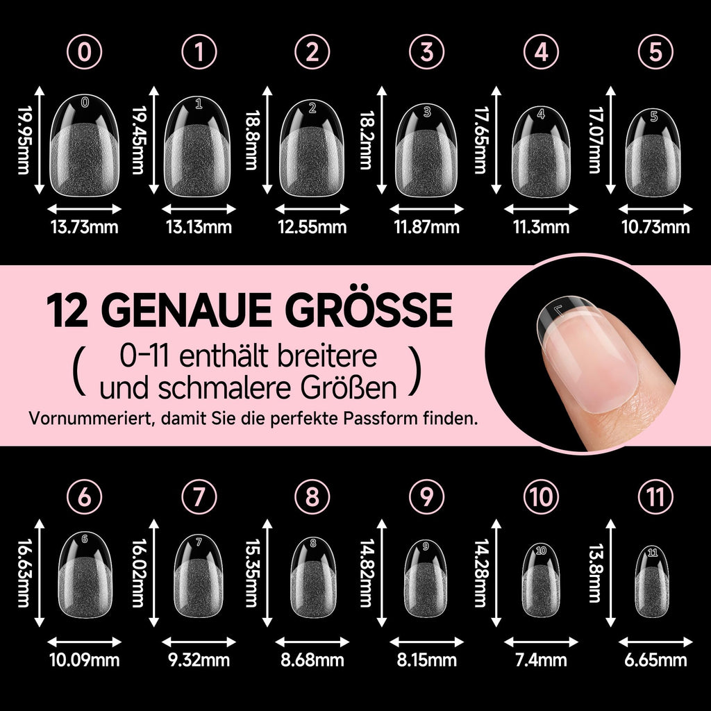 UNA GELLA Kurze Mandel Nail Tips 504 Stück