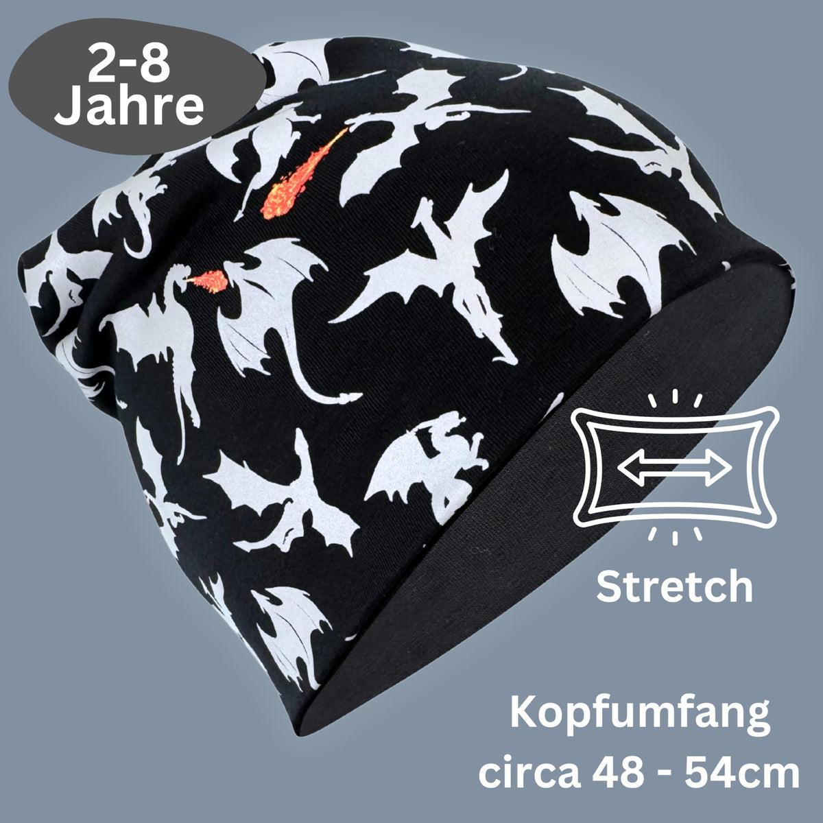 HECKBO 360° Reflektor Kinder Mütze & Loop Schal Set - 95% Baumwolle - weiches & pflegeleichtes Stretch-Material - Beanie Frühling Herbst Winter (48-54 cm)