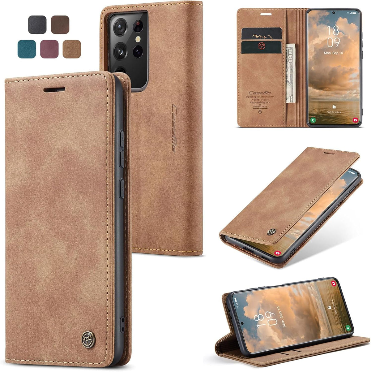Handyhülle für Honor Magic 6 Pro hülle Premium PU klapphülle RFID Lederhülle Faltbare Schutzhülle Kartenfach Standfunktion Handytasche hülle Honor Magic 6 Pro 5G - Schwarz