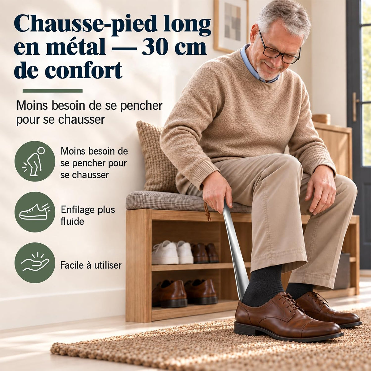 ZOMAKE Chausse Pied Métal 30 cm, Chausse-Pied Long en Acier Inoxydable