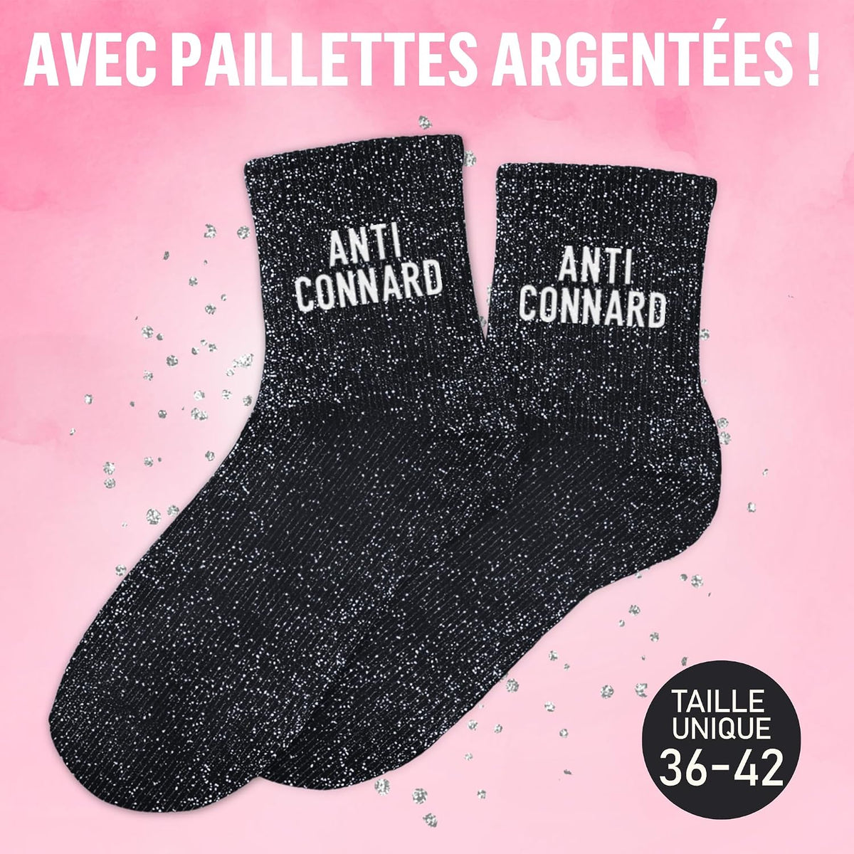 MASSA Chaussettes Paillettes - Taille Unique - Parfaite, Unique, Wesh, Tana, Princesse, Pipelette, Raleuse, Gourmande, Aigrie, Mamounette - Chaussettes à Paillettes