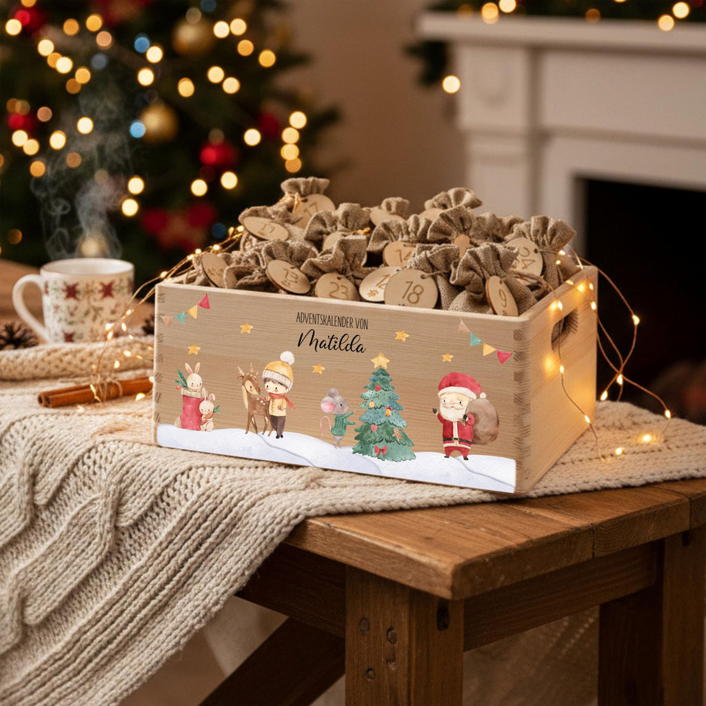 Bärenfreunde Personalisierter Adventskalender zum Befüllen, Holz, Baum