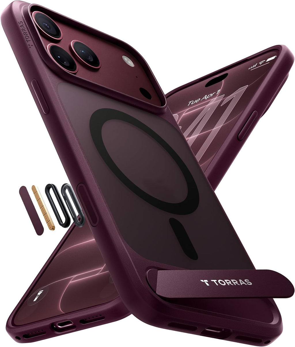 TORRAS Ostand L1 Hülle für iPhone 16 Pro für MagSafe Case, Schwarz