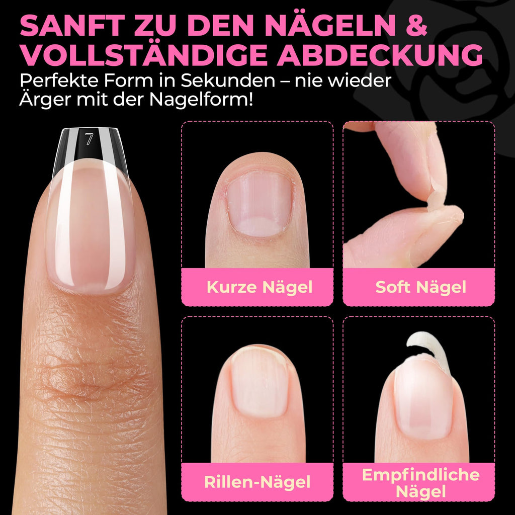 UNA GELLA Kurze Mandel Nail Tips 504 Stück