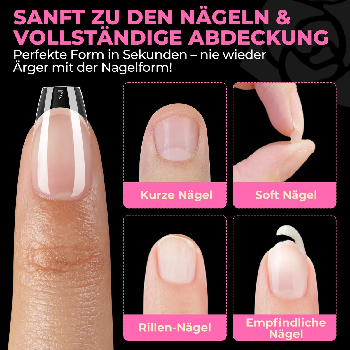 UNA GELLA Kurze Mandel Nail Tips 504 Stück