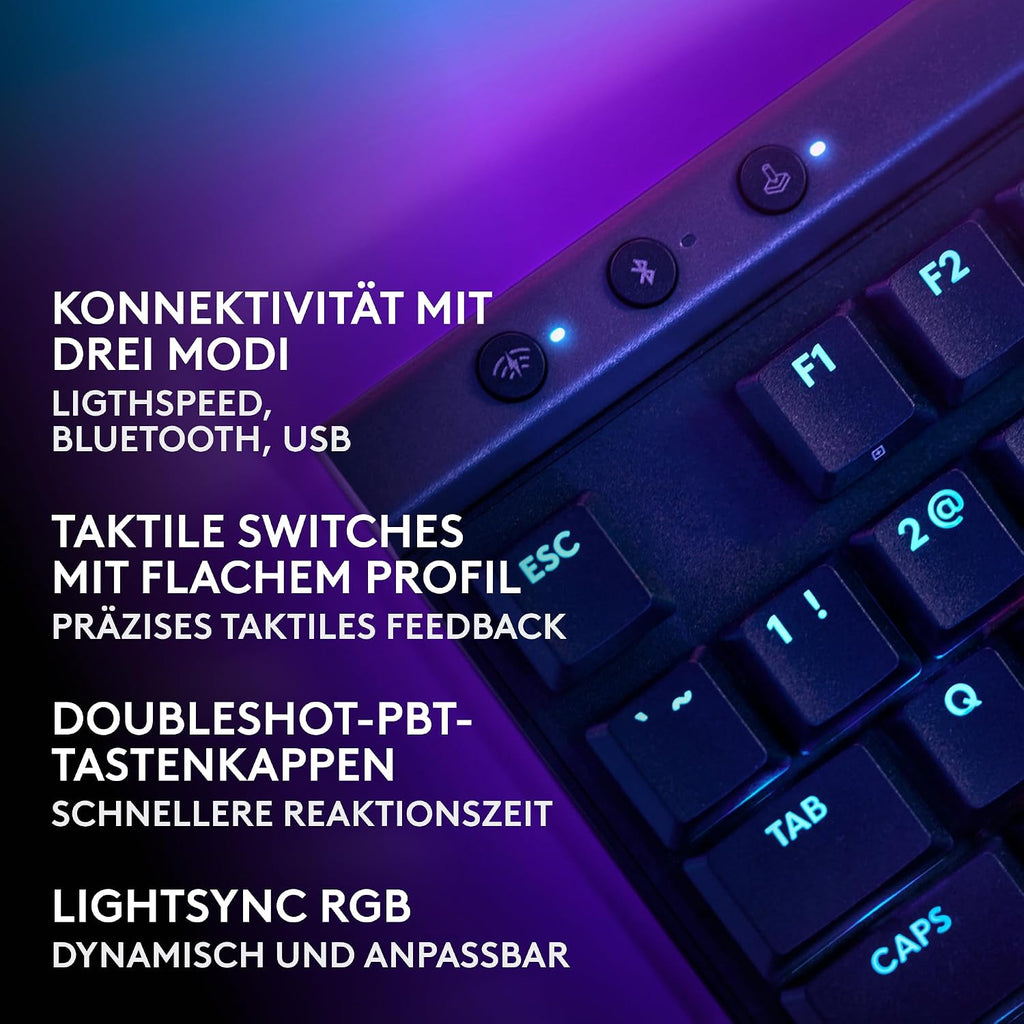 Logitech G G515 LIGHTSPEED TKL kabellose flache Gaming-Tastatur (Schwarz)