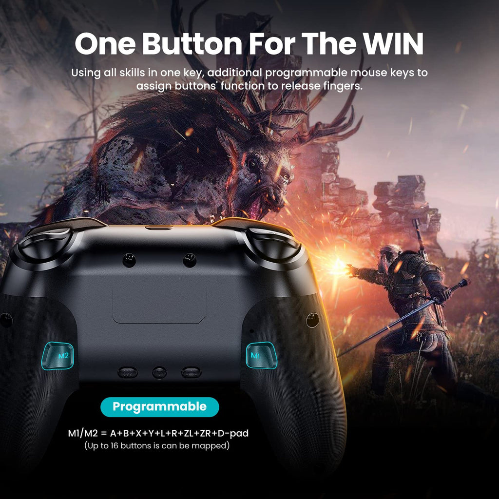 VOYEE Switch Controllers kompatibel mit Switch/Lite/OLED/Windows, Programmierbar RGB Blitz LED, Drahtloser Pro Controller mit Eine Schlüsselpaarung Vibration Aufwachen