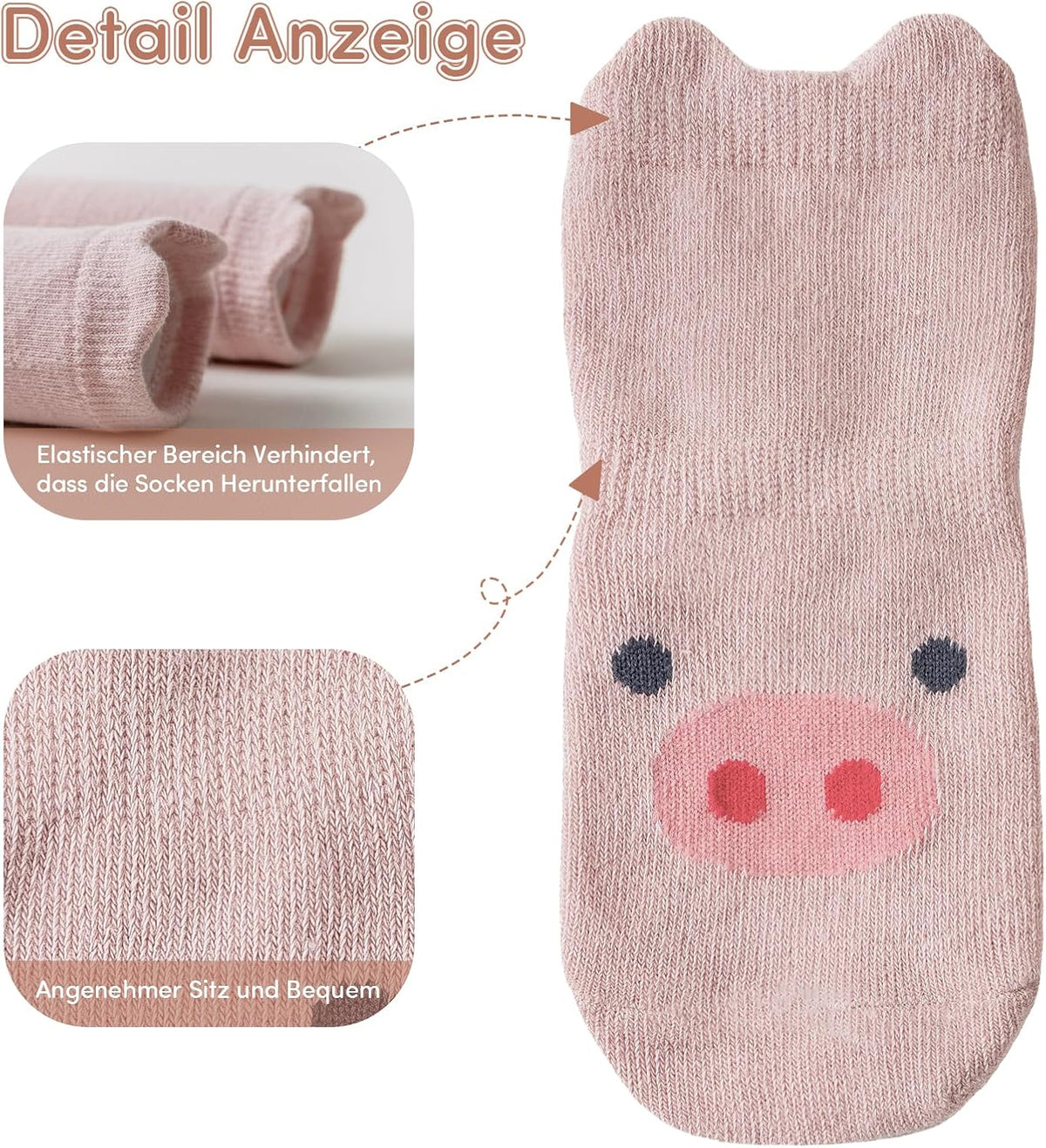 SockWaddles Chaussettes de bébé, 5 paires de chaussettes antidérapantes ABS respirantes pour enfants, chaussettes de bébé en coton, garçons et filles avec des animaux et des licornes