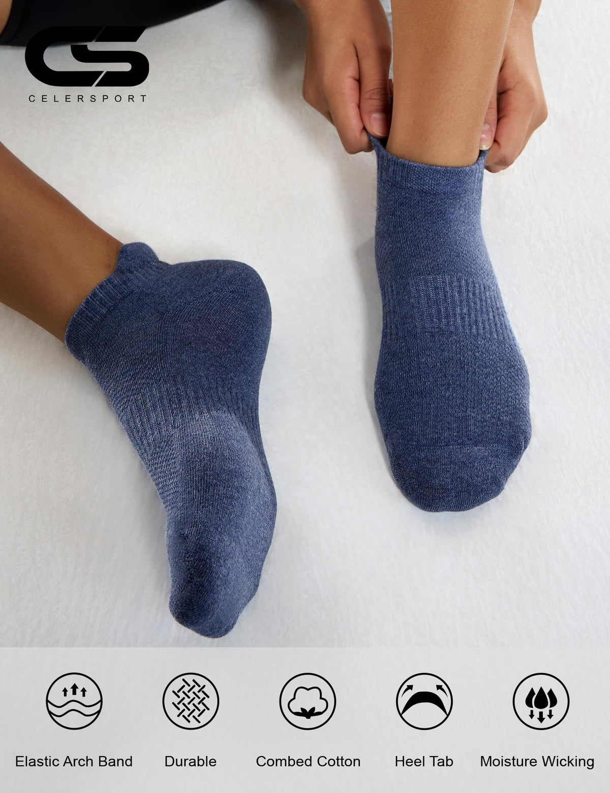 CS CELERSPORT 6 Paar kurze Sportsocken für Damen und Herren, Sneaker-Socken für Laufen und Sport mit Fersenlasche