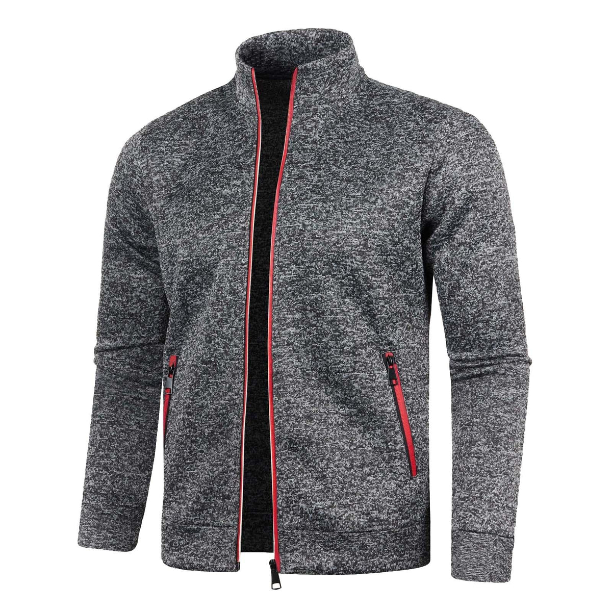 Generisch Sweatjacke Herren Ohne Kapuze Cardigan Mit Reißverschluss Langarm Janker Stehkragen Pullover Casual Warme Herbst/Winterjacke Klassischer Strickweste Trachtenjacke Freizeitjacke