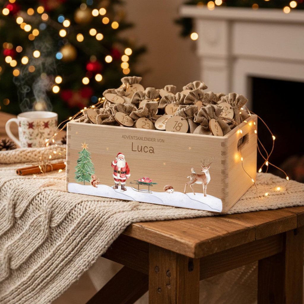 Bärenfreunde Personalisierter Adventskalender zum Befüllen, Holz, Baum