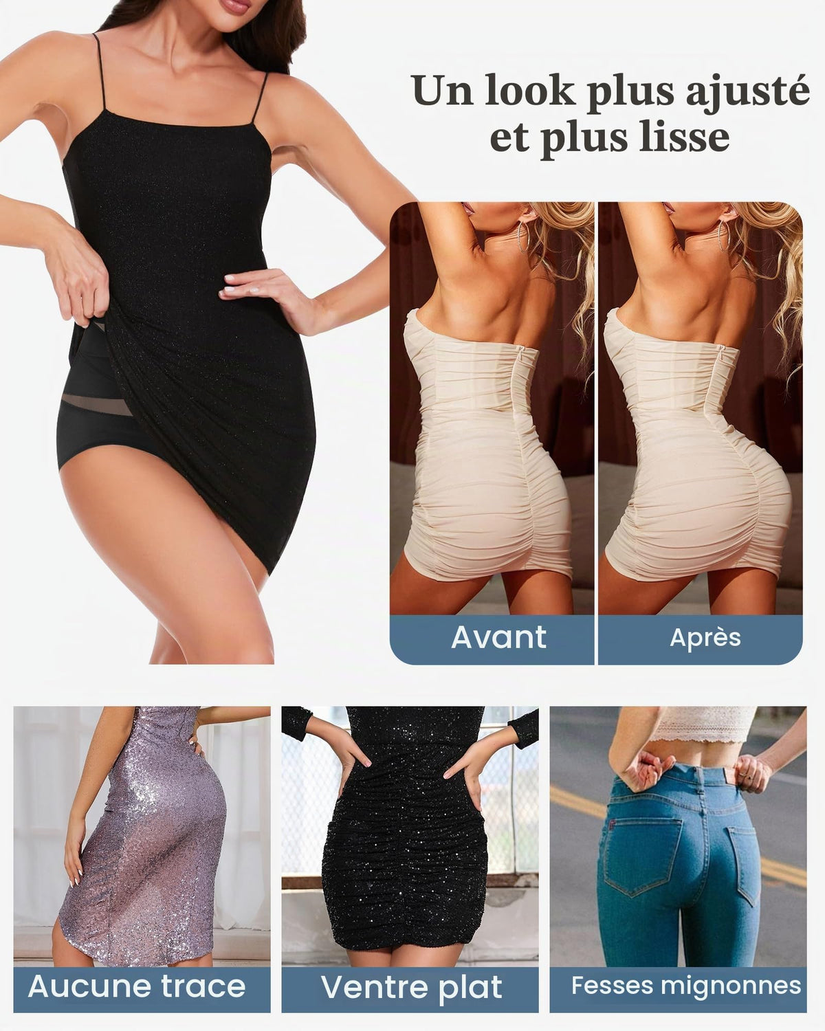 Lot de 4 Culotte Gainante Ventre Plat Taille Haute pour Femme