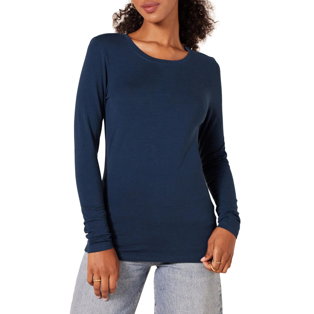 Amazon Essentials Damen Regular-Fit Langarm-T-Shirt Rundhalsausschnitt (In Übergröße Erhältlich)