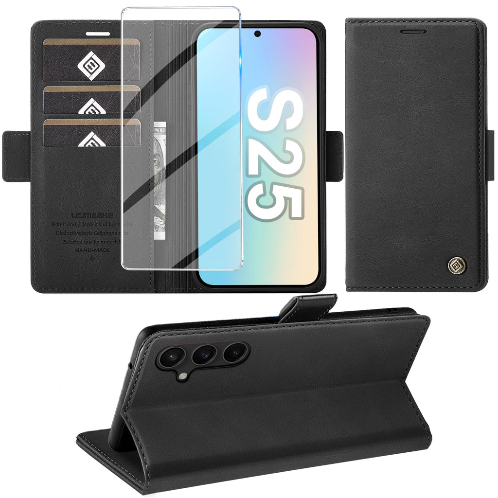 Giyer Handyhülle für Samsung Galaxy S24 5G Hülle mit Schutzfolie, Schutzhülle Galaxy S24 5G PU Leder Wallet Flip Case Standfunktion Kartenfach Klapphülle für Samsung S24 Ultra Full Cover (Grün)