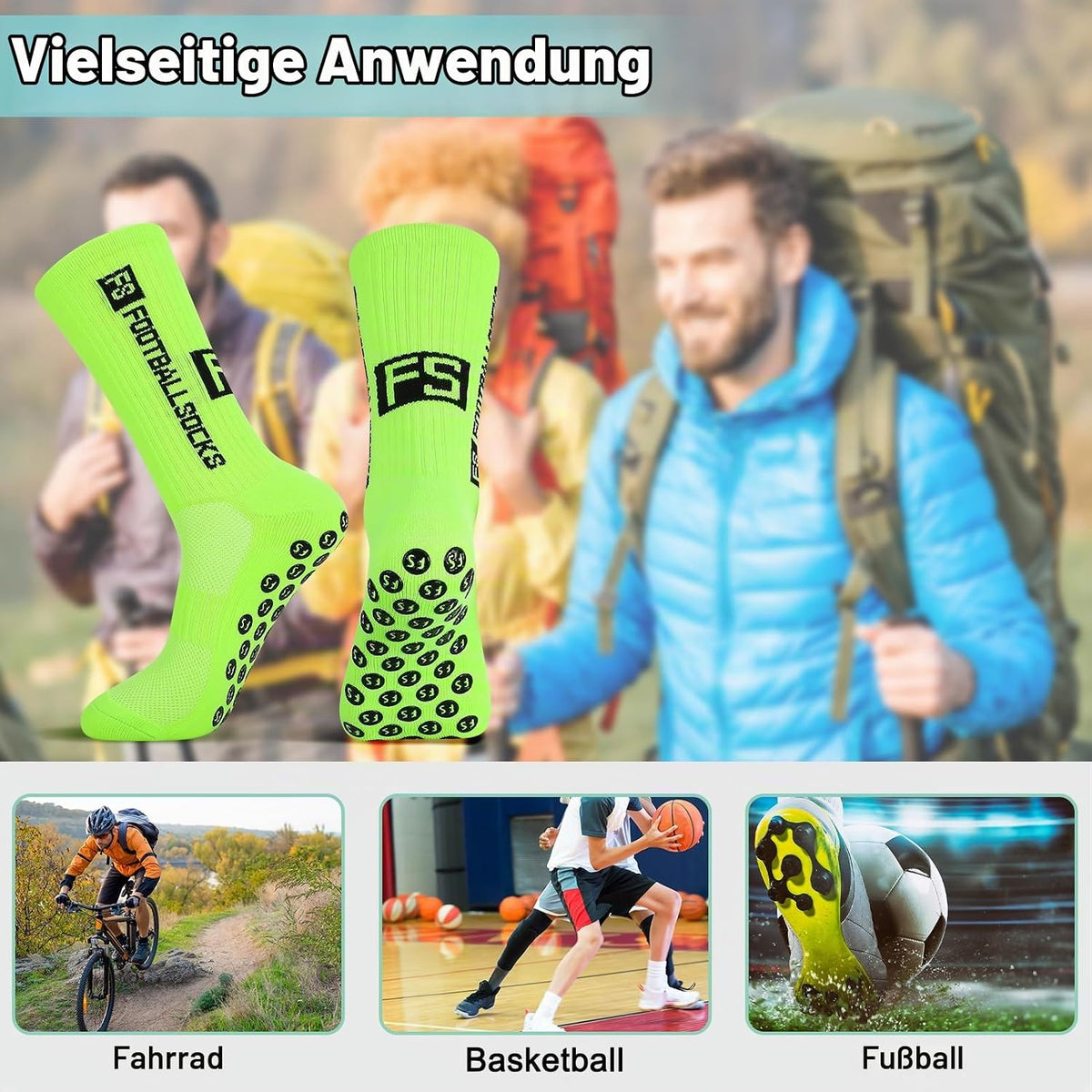 FANTESI 3 Paare Fußballsocken für Herren Damen,Sportsocken Fußball