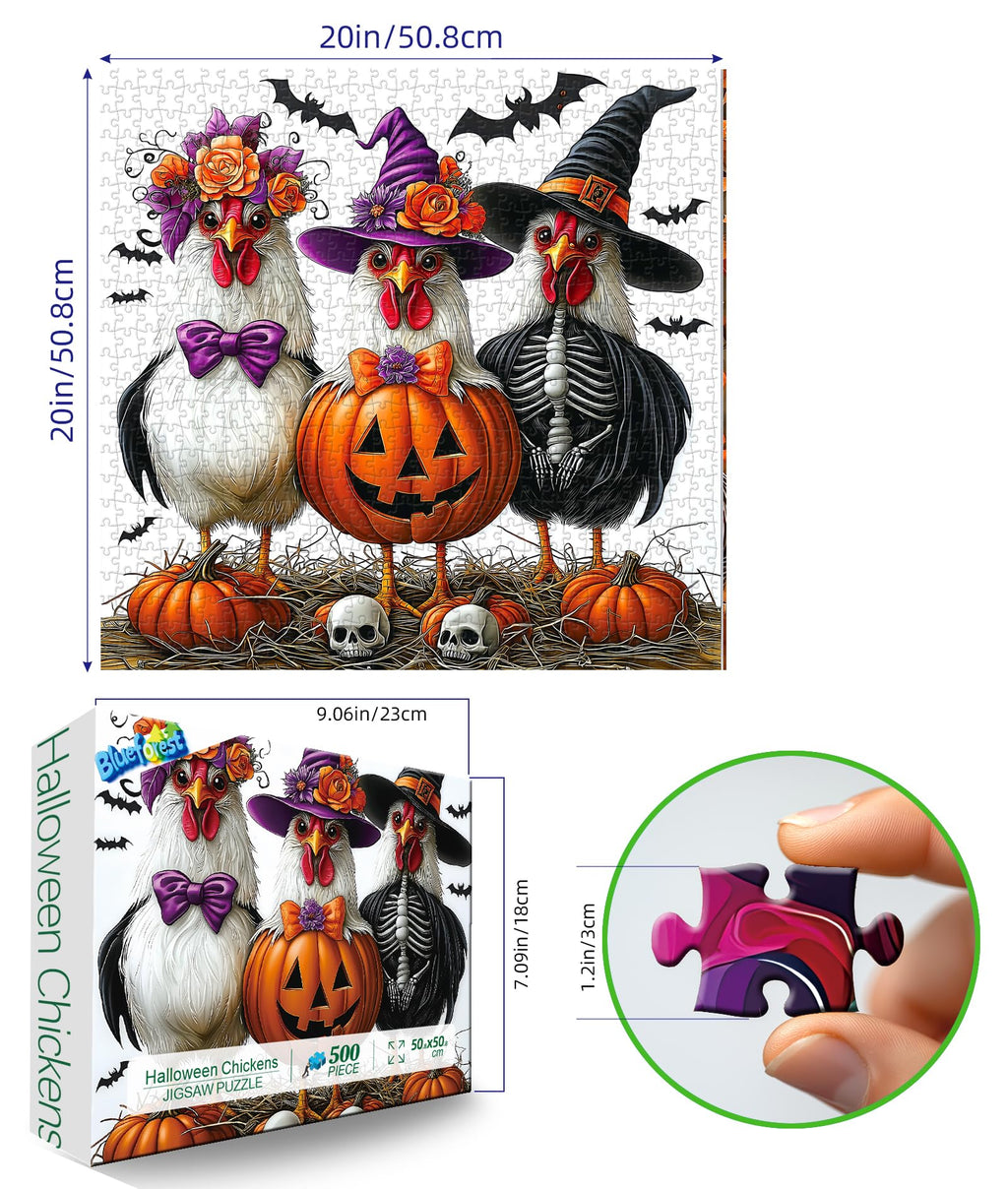 Blueforest Halloween 1000 Piece Jigsaw Puzzle for Adults - Spooky Ghosts, Skeletons, Pumpkins, Witch & Haunted House Puzzle, Challenging Fun Adult Puzzles for Relaxation, Decor & Gifts