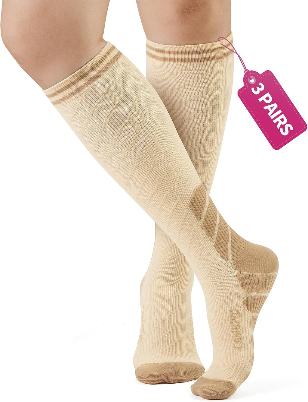 CAMBIVO Bas de Contention Femme Homme 3Paires, Chaussettes de Compression 20-30mmHg, Chaussette Contention Classe 2, pour Circulation Sanguine, Course a Pied, Voyage Avion, Sport, Running, Infirmiere