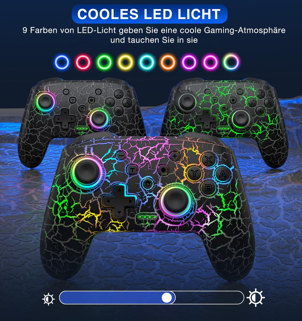 HELLCOOL Switch Controller, Kabellos Switch Pro Controller für Switch/Lite/OLED Konsole, Macro/Turbo/Aufwachfunktion, Präzise Steuerung, Dual Motors Vibration, 15 Std Spieldauer