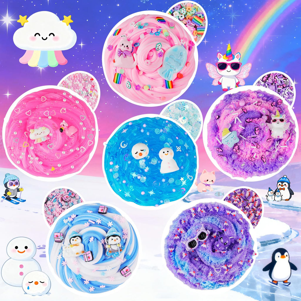 6-Pack Pink Slime Kit for Girls, Cloud Butter Squishy Birthday Gift Set