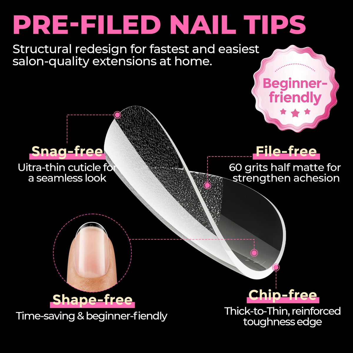 UNA GELLA Kurze Mandel Nail Tips 504 Stück