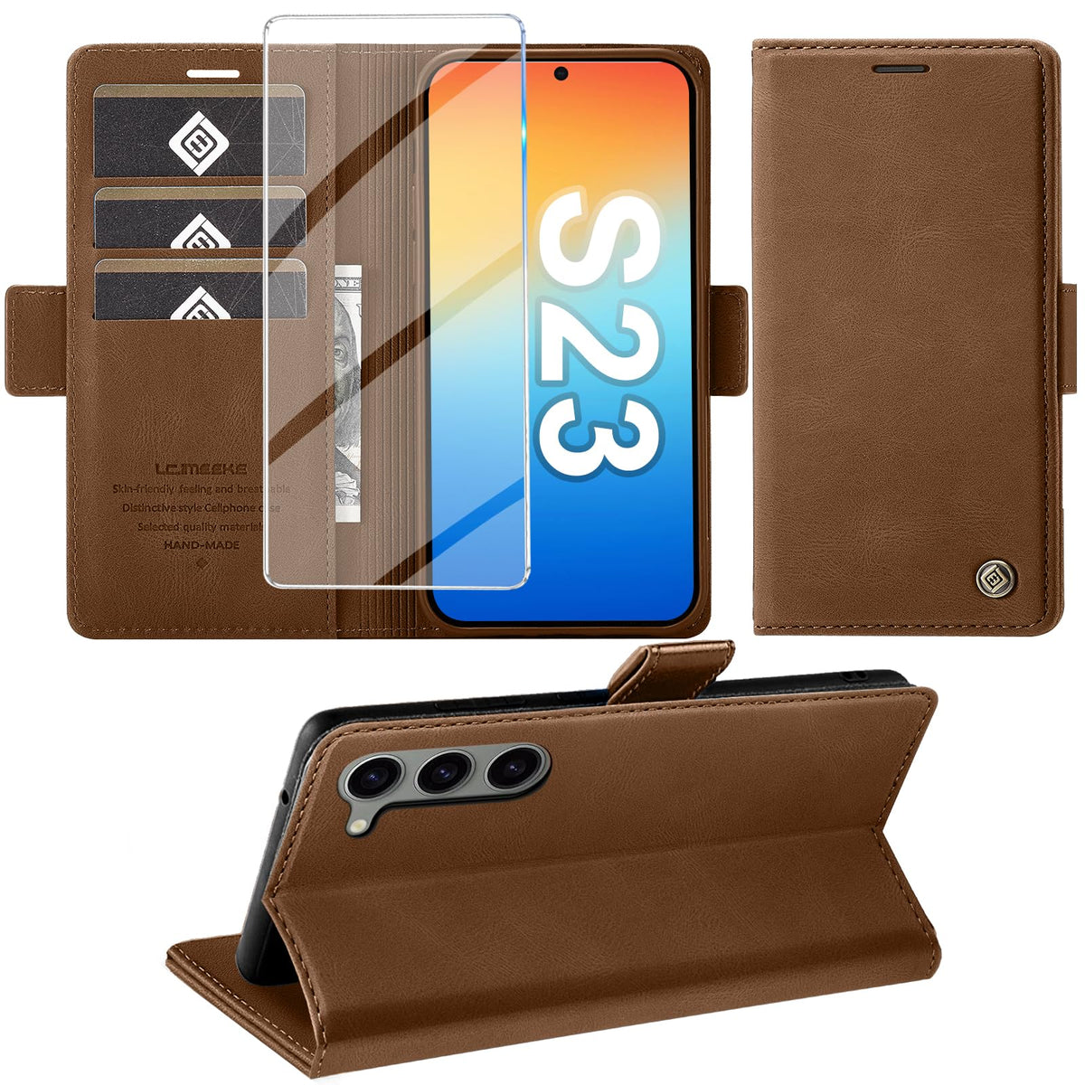Giyer Handyhülle für Samsung Galaxy S24 5G Hülle mit Schutzfolie, Schutzhülle Galaxy S24 5G PU-Leder Wallet Flip Case Standfunktion Kartenfach Klapphülle für Samsung S24 5G Full Cover (Grün)