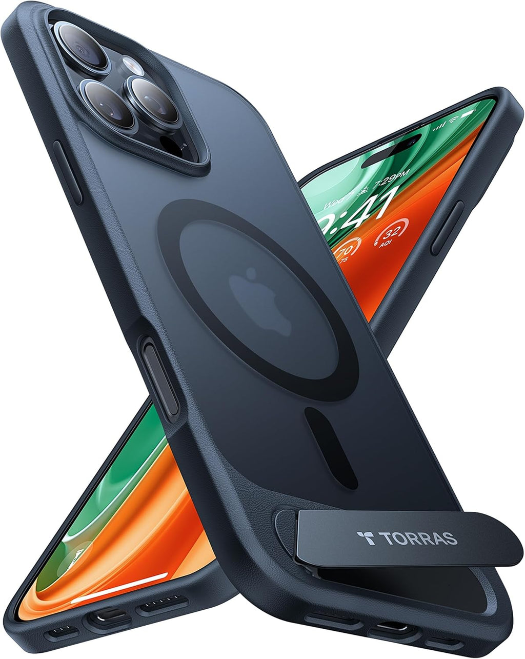 TORRAS Ostand L1 Hülle für iPhone 16 Pro für MagSafe Case, Schwarz